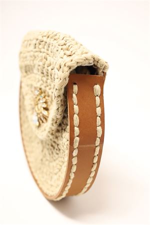 Borsa crochet con gioiello Swarovski  beige Da Costanzo | BORSASOLEBEIGE